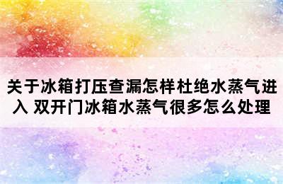 关于冰箱打压查漏怎样杜绝水蒸气进入 双开门冰箱水蒸气很多怎么处理